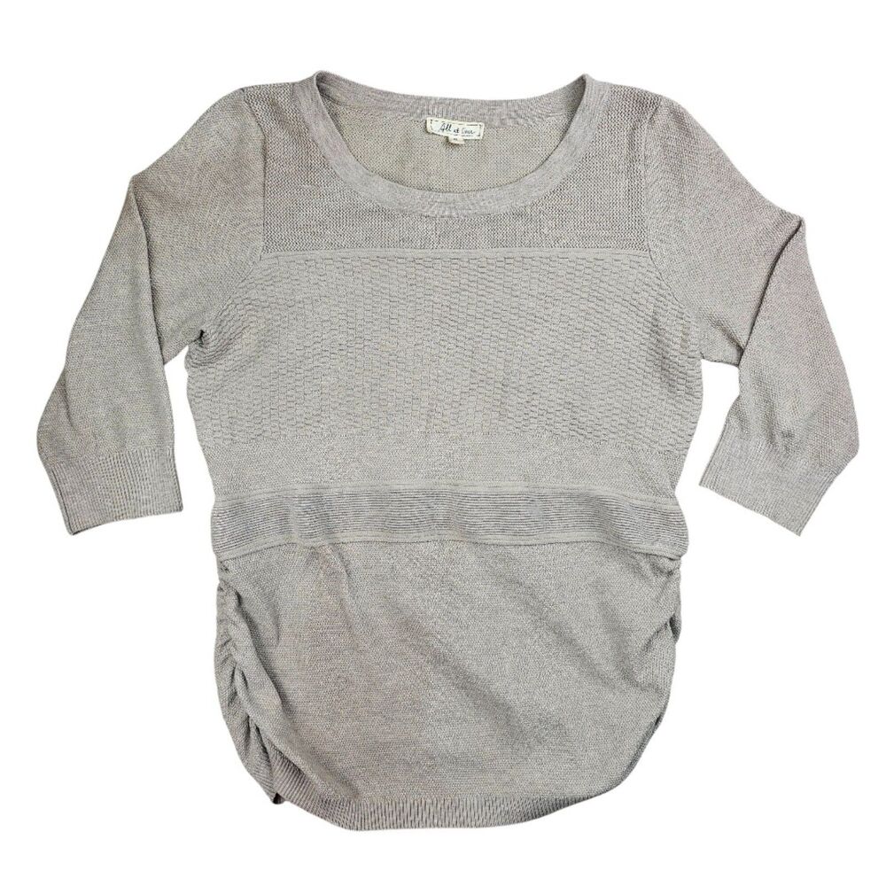 All At Once Mid Sleeve Scrunched Sides Knit Sweater Beige Women's Size XL